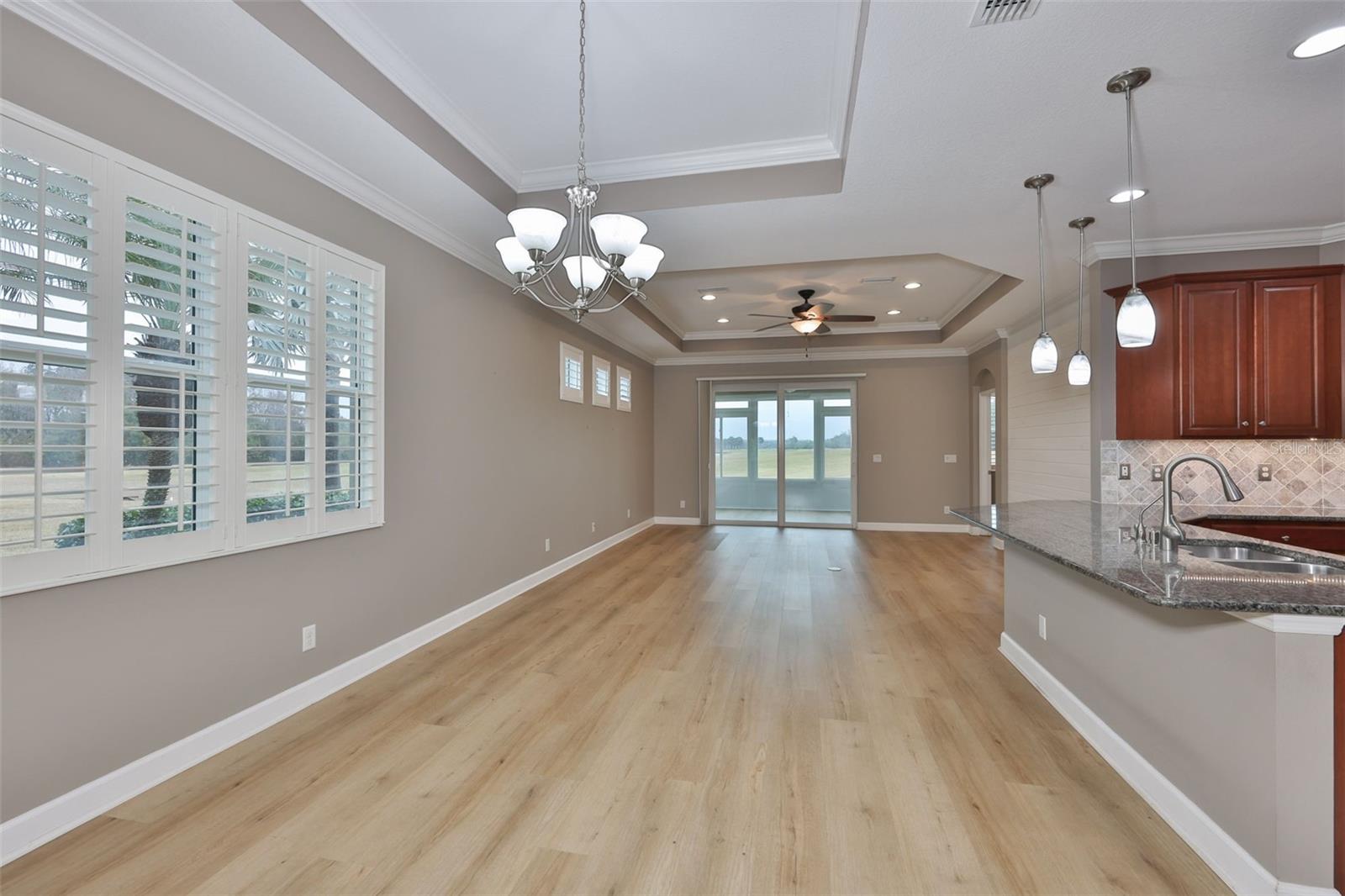 Tray Ceiling, Plantation shutters, gorgeous flooring