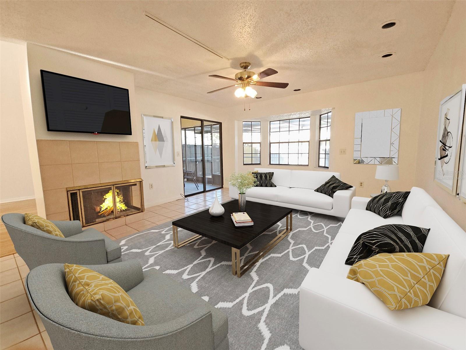 Virtually Staged  Family Room