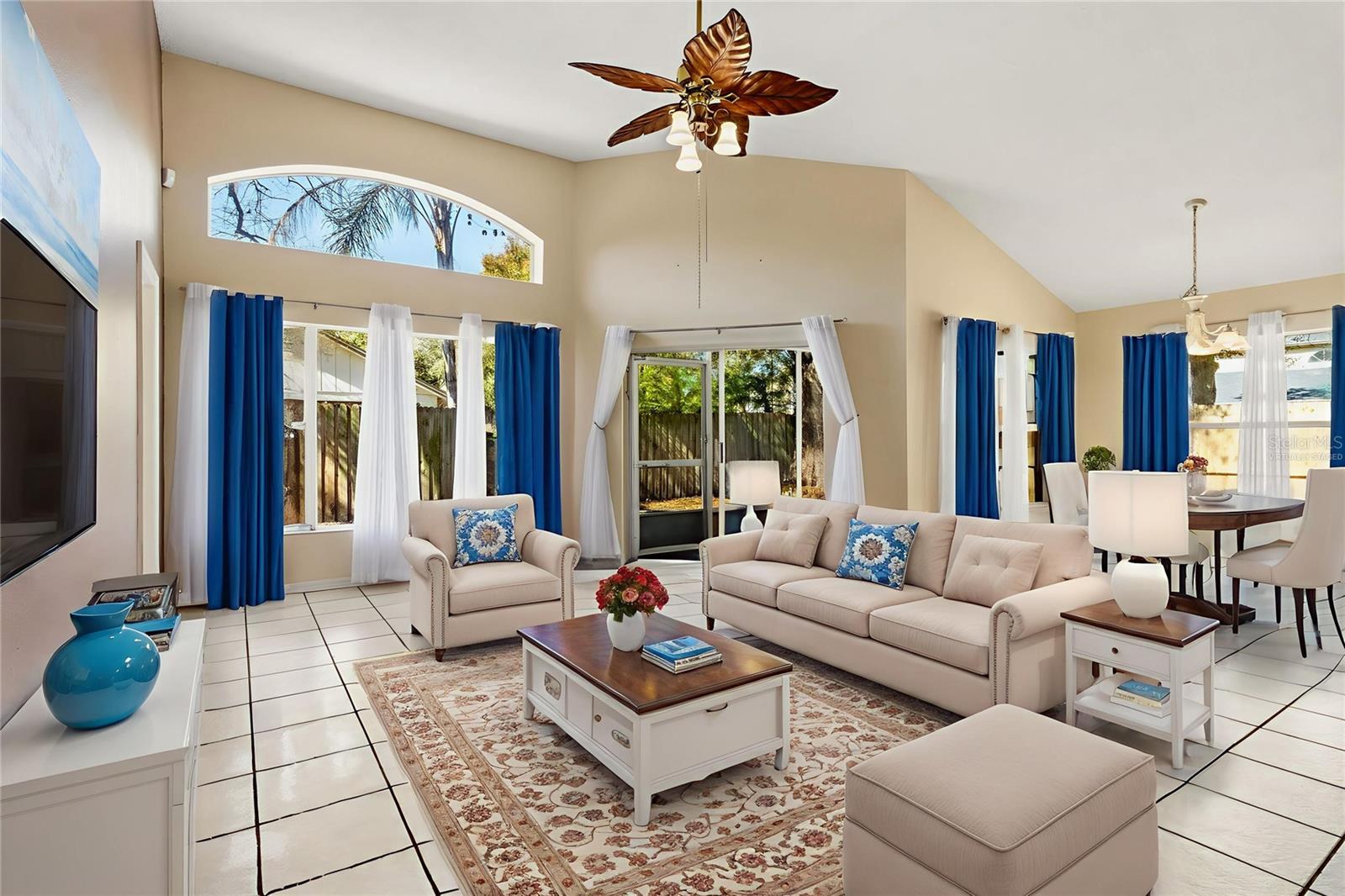Virtually staged family room