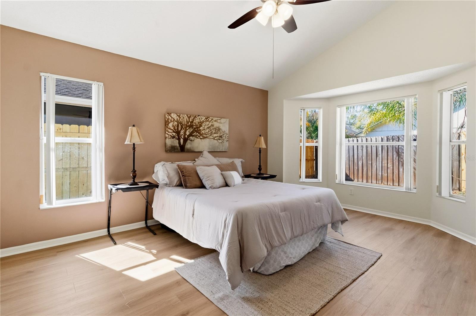 The primary bedroom gets plenty of light