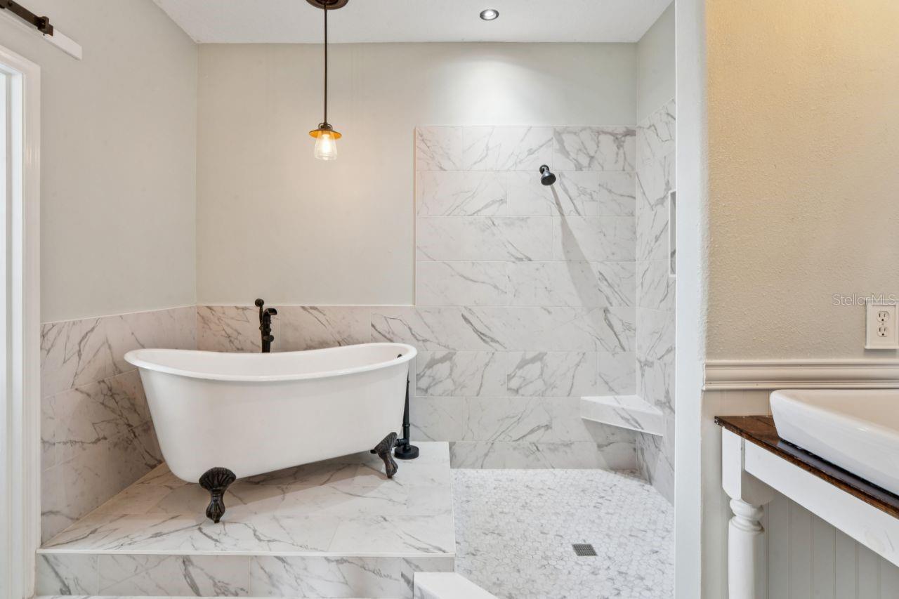 Claw Tub Porcelain Separate Walk in Shower
