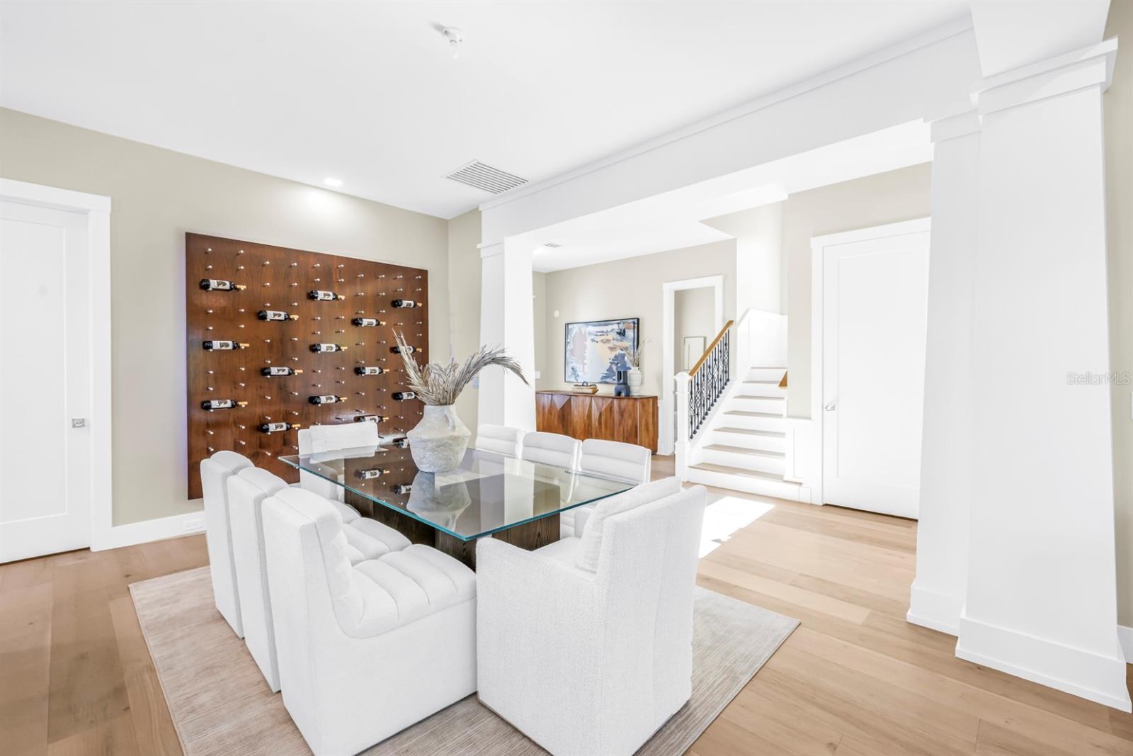 Anchored by a Showstopping Wine Display