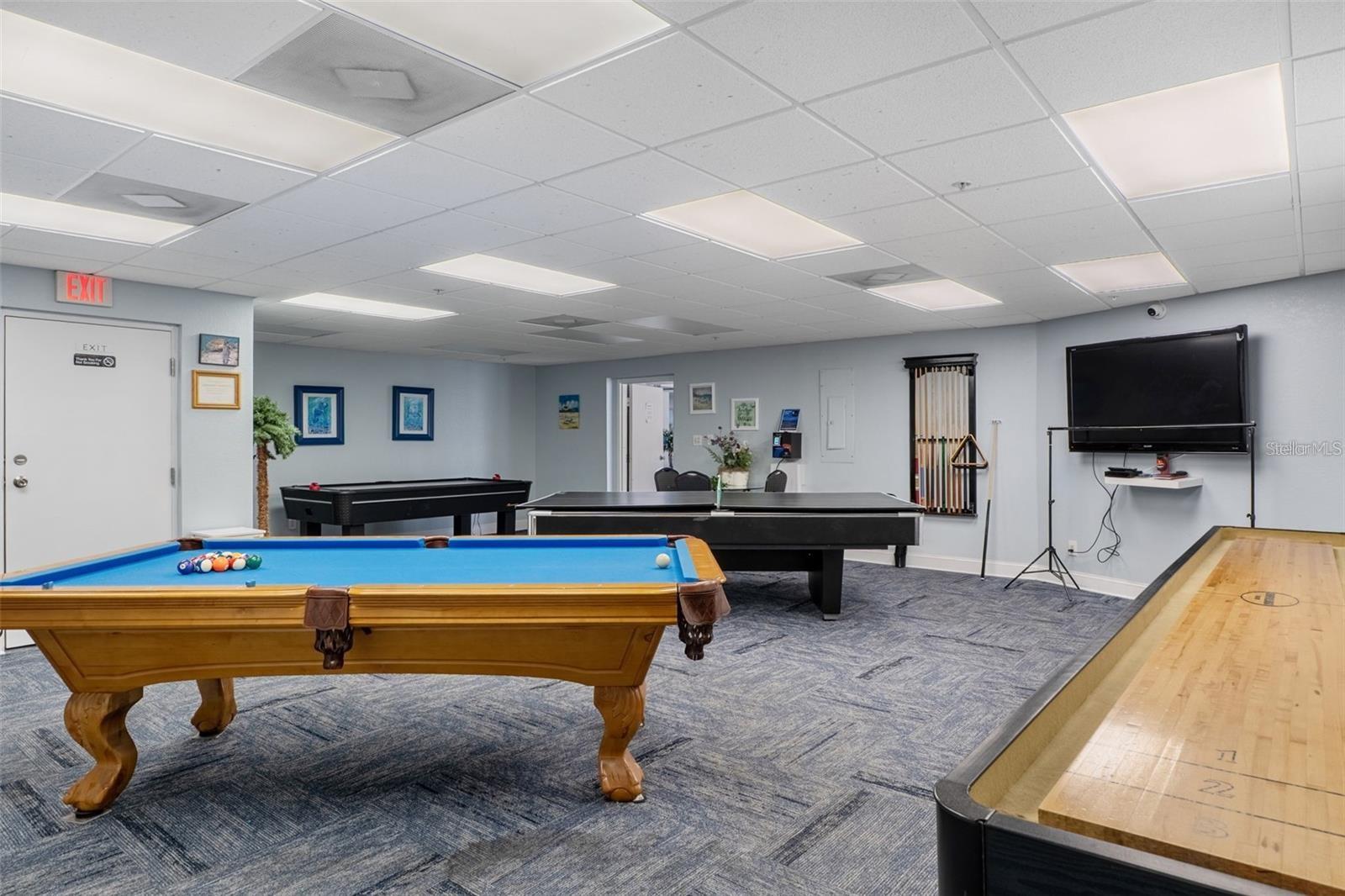 Pool table and additional table games to enjoy.