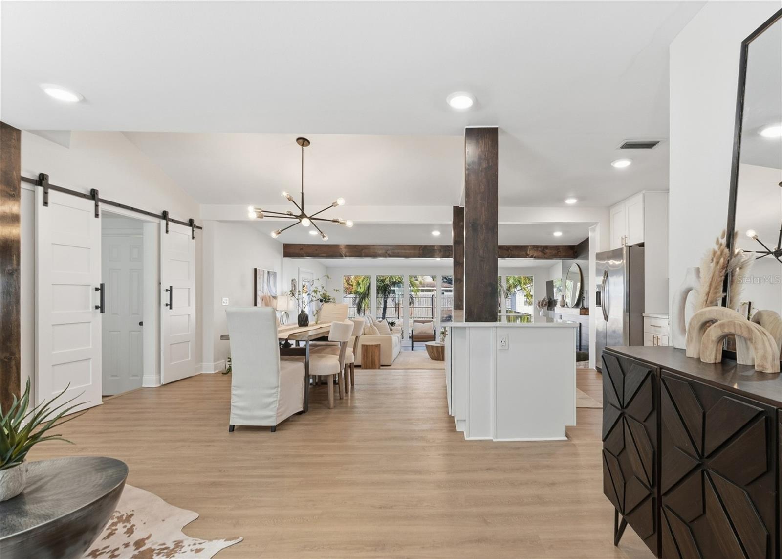 Upon entry the attractive dark wood accents catch your eye.