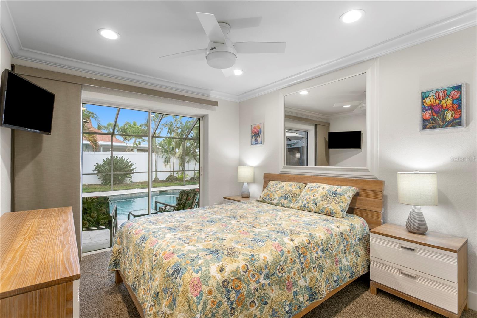 Bedroom 1 open to the Pool