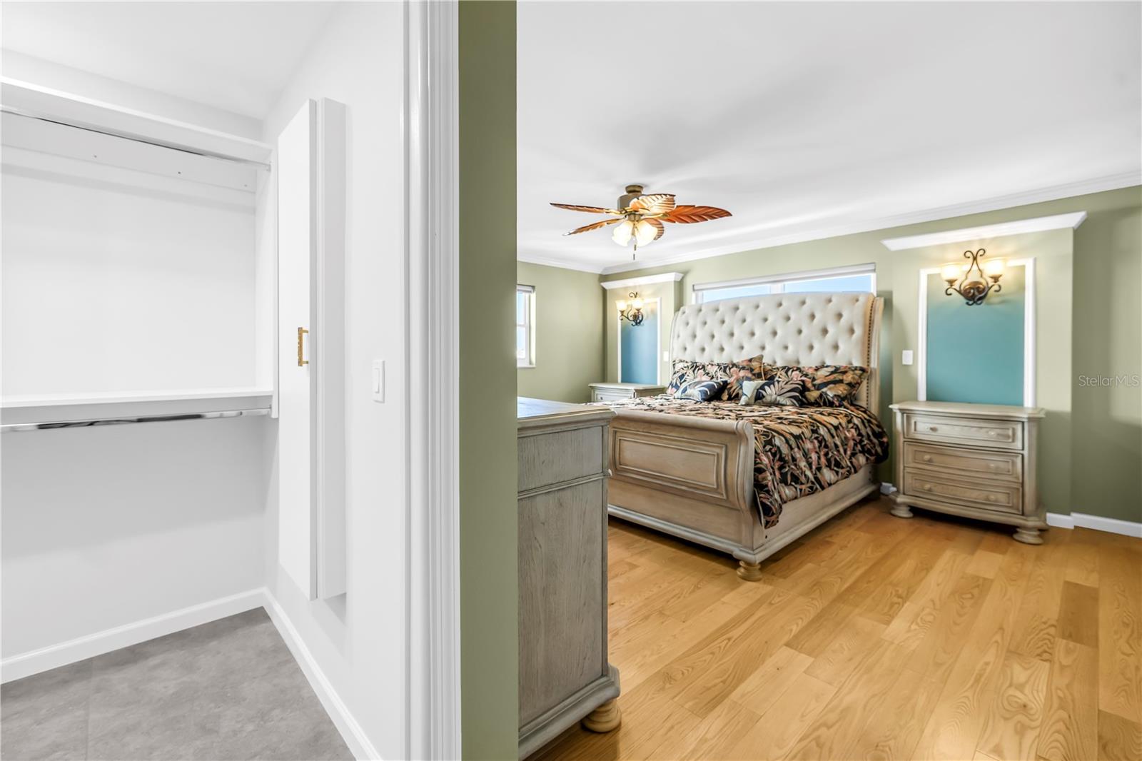 Walking into the primary bedroom