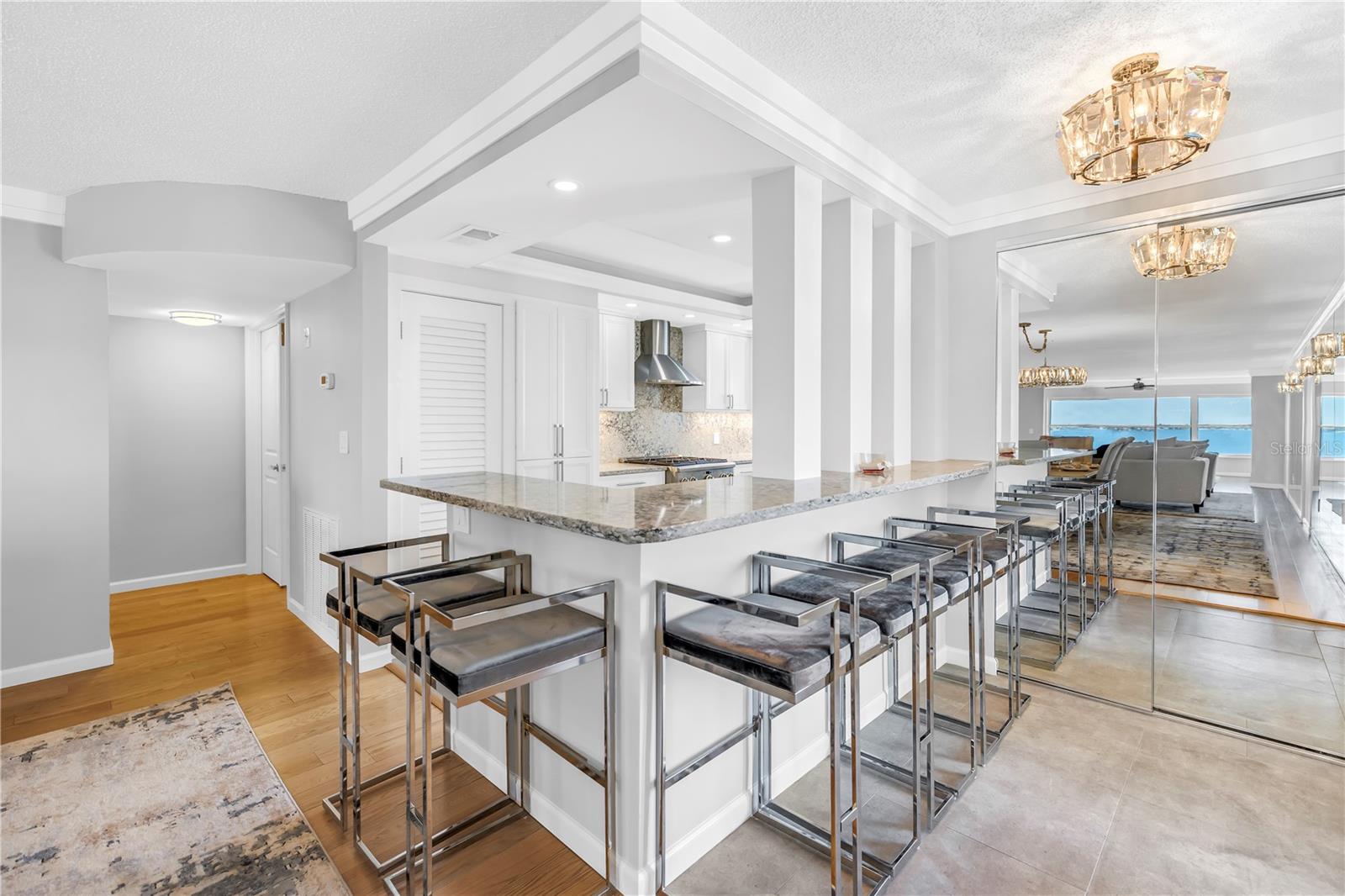 Looking into elegant kitchen