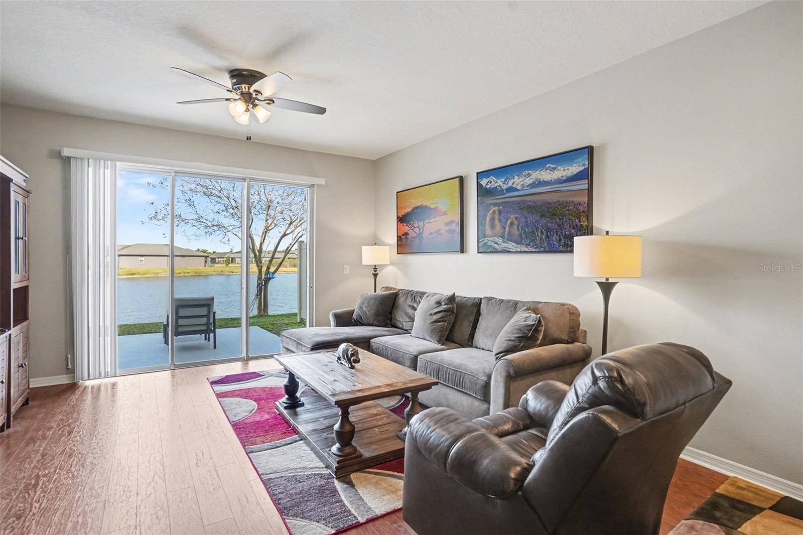 View from living room overlooking the pond