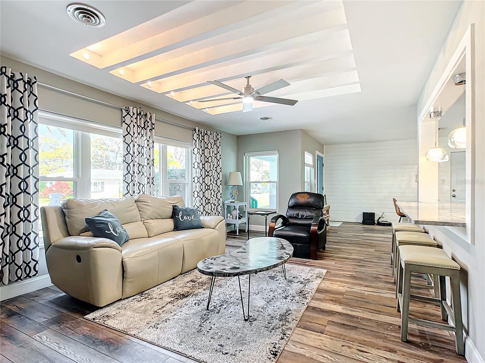 Coffered ceilings-lving room
