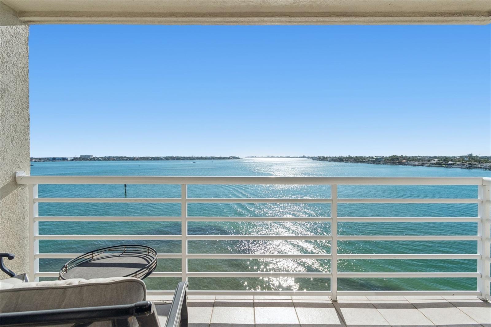 Stunning water views from living room balcony