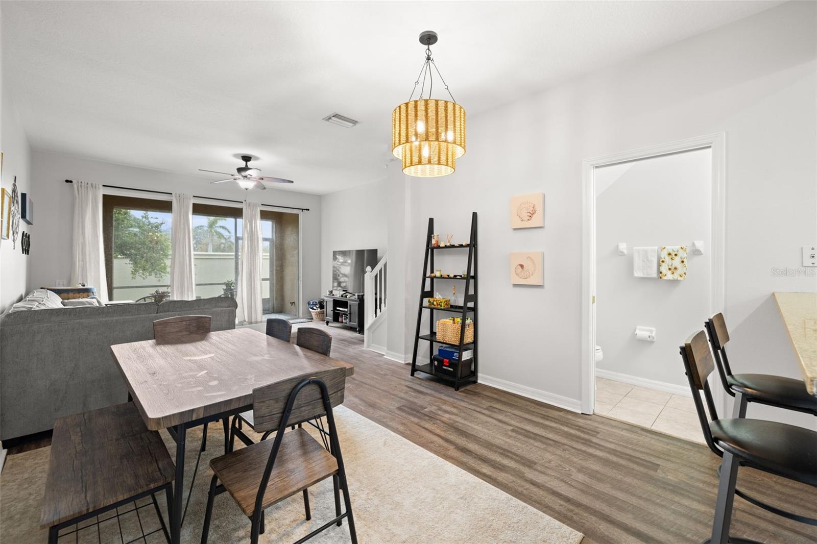 Dining Room with View of Half Bathroom