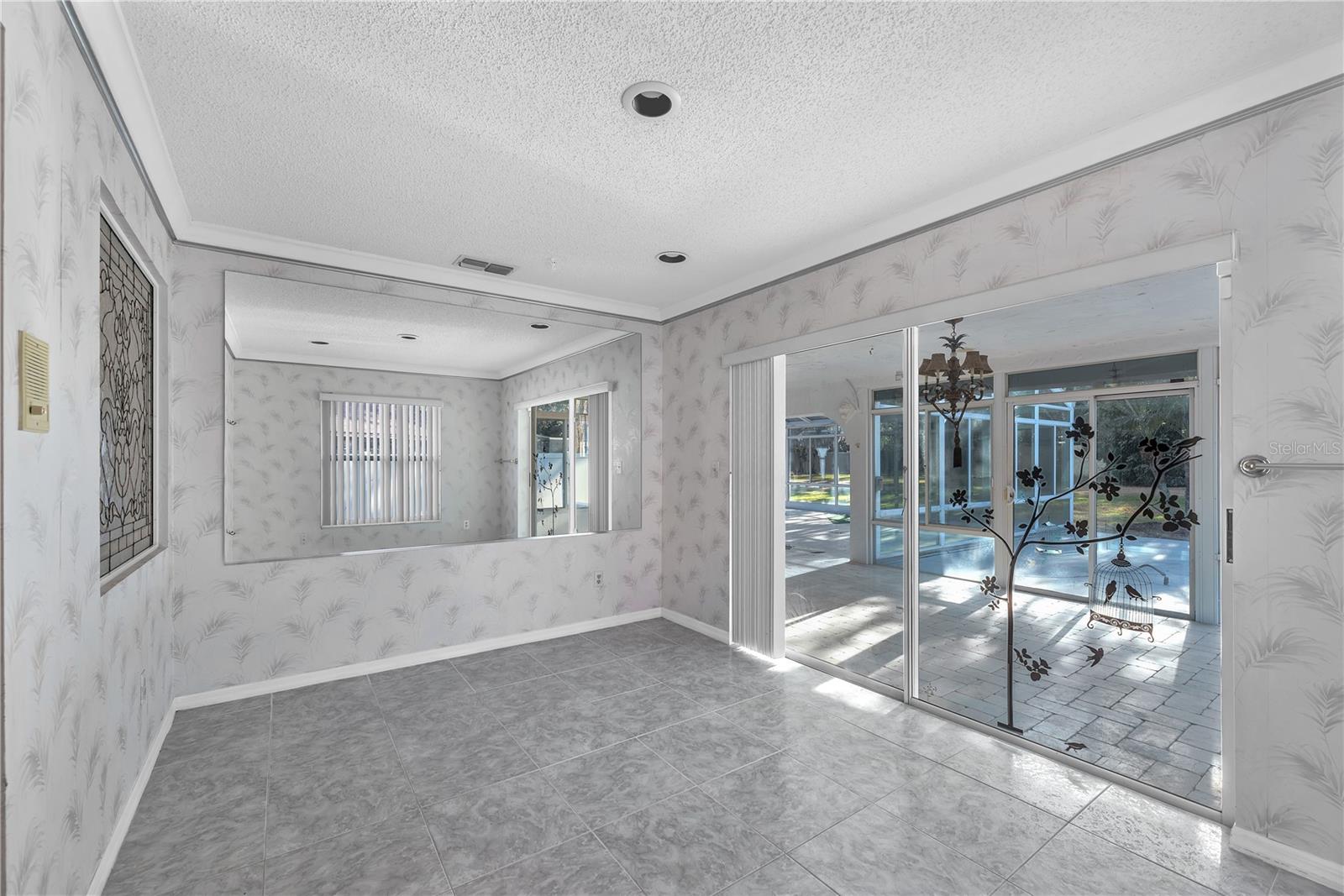 Step from the shower or tub into a separate tiled warming/dressing room overlooking the atrium to relax and meditate before starting your day.