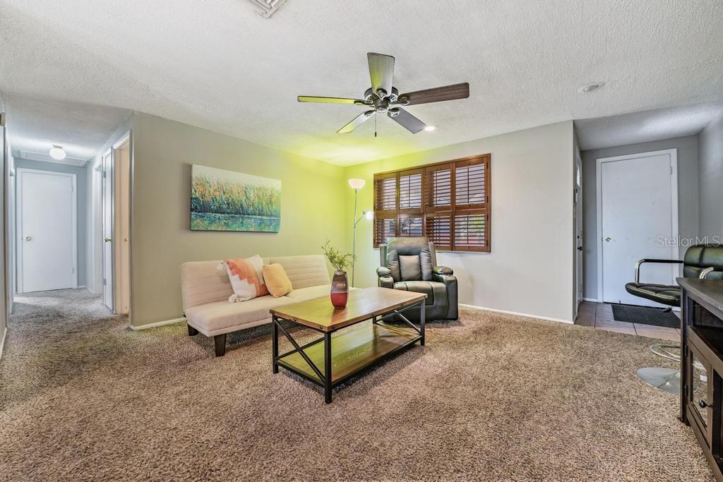 Family Room with Ceiling Fan