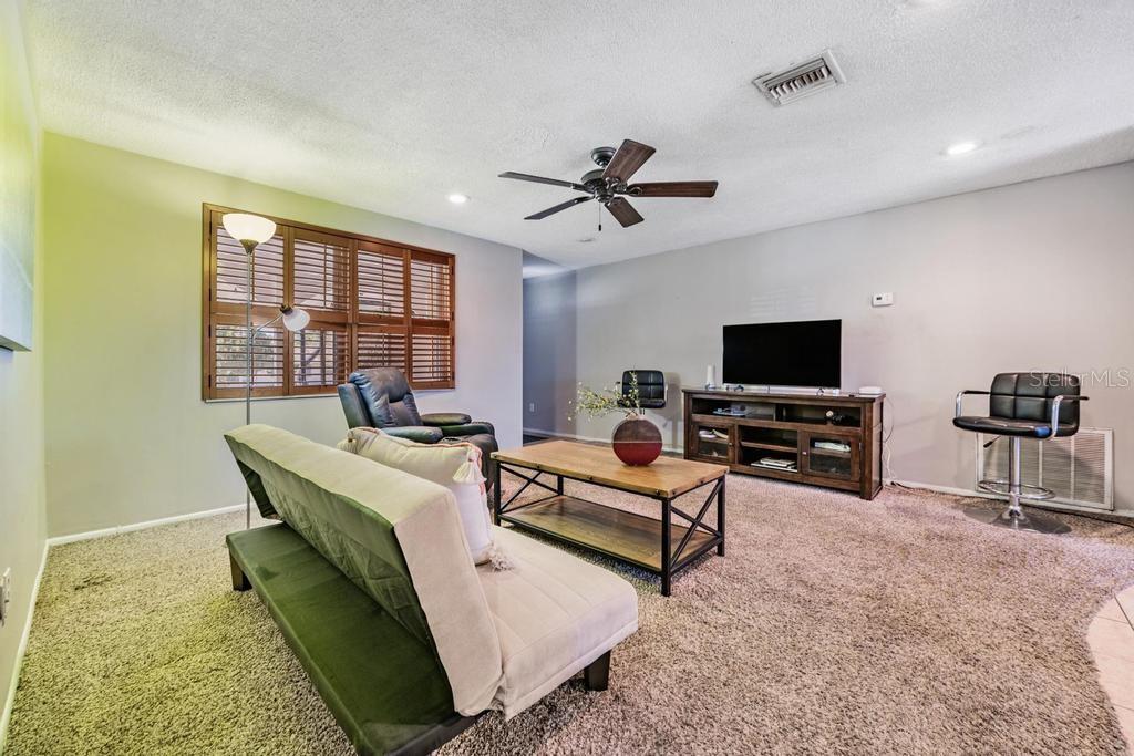 Family Room with Ceiling Fan