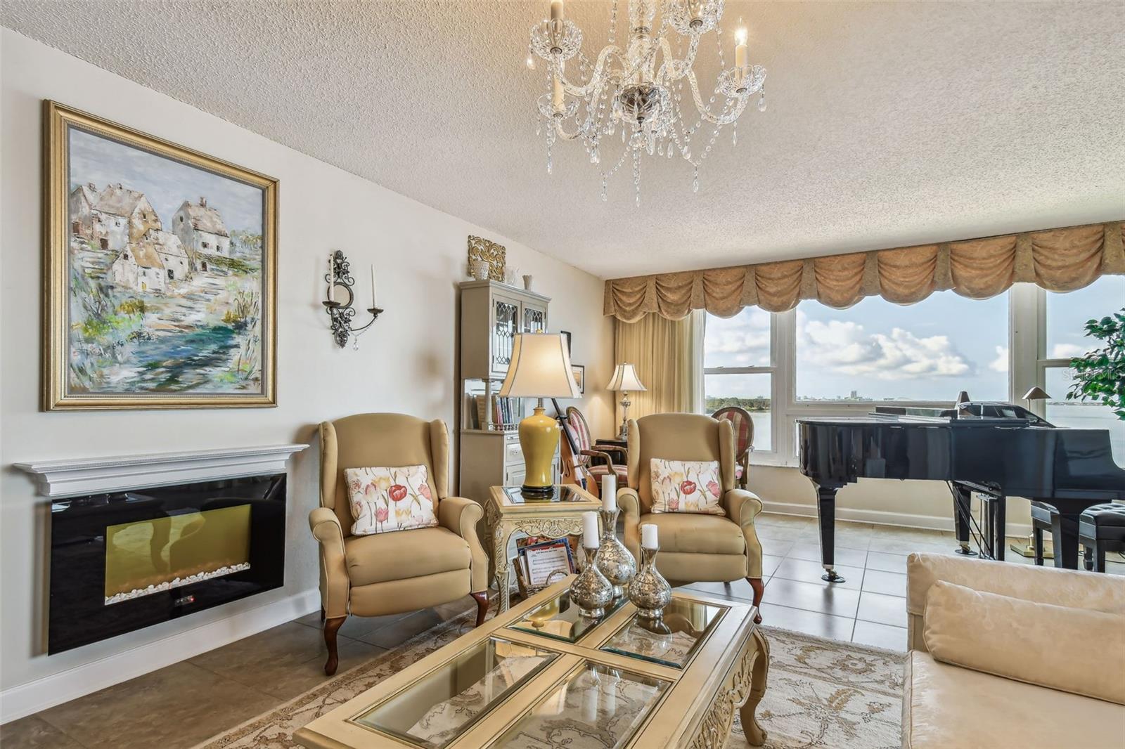 Living area with gas fireplace