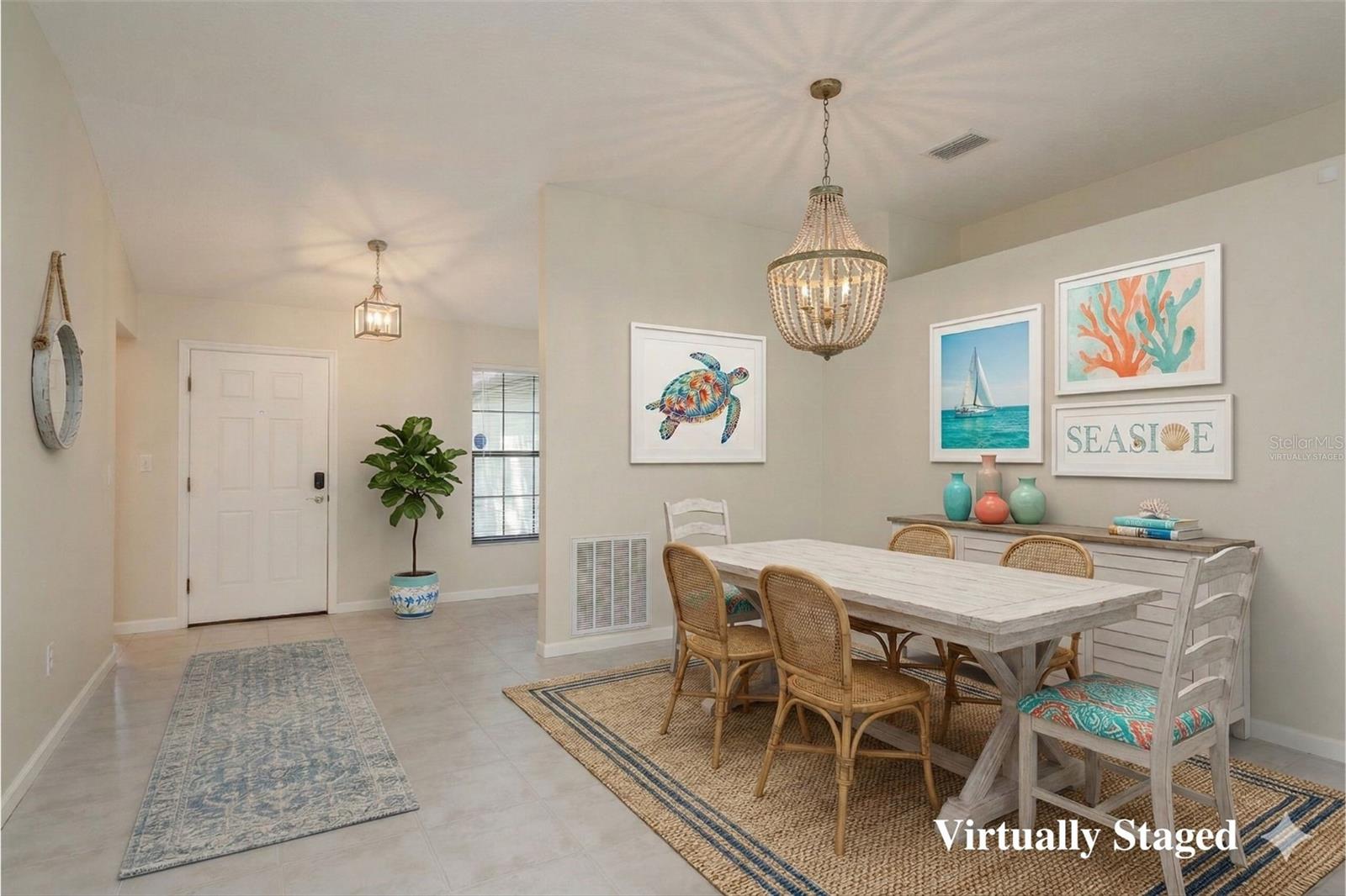 Entryway and Dining Room - Virtually Staged