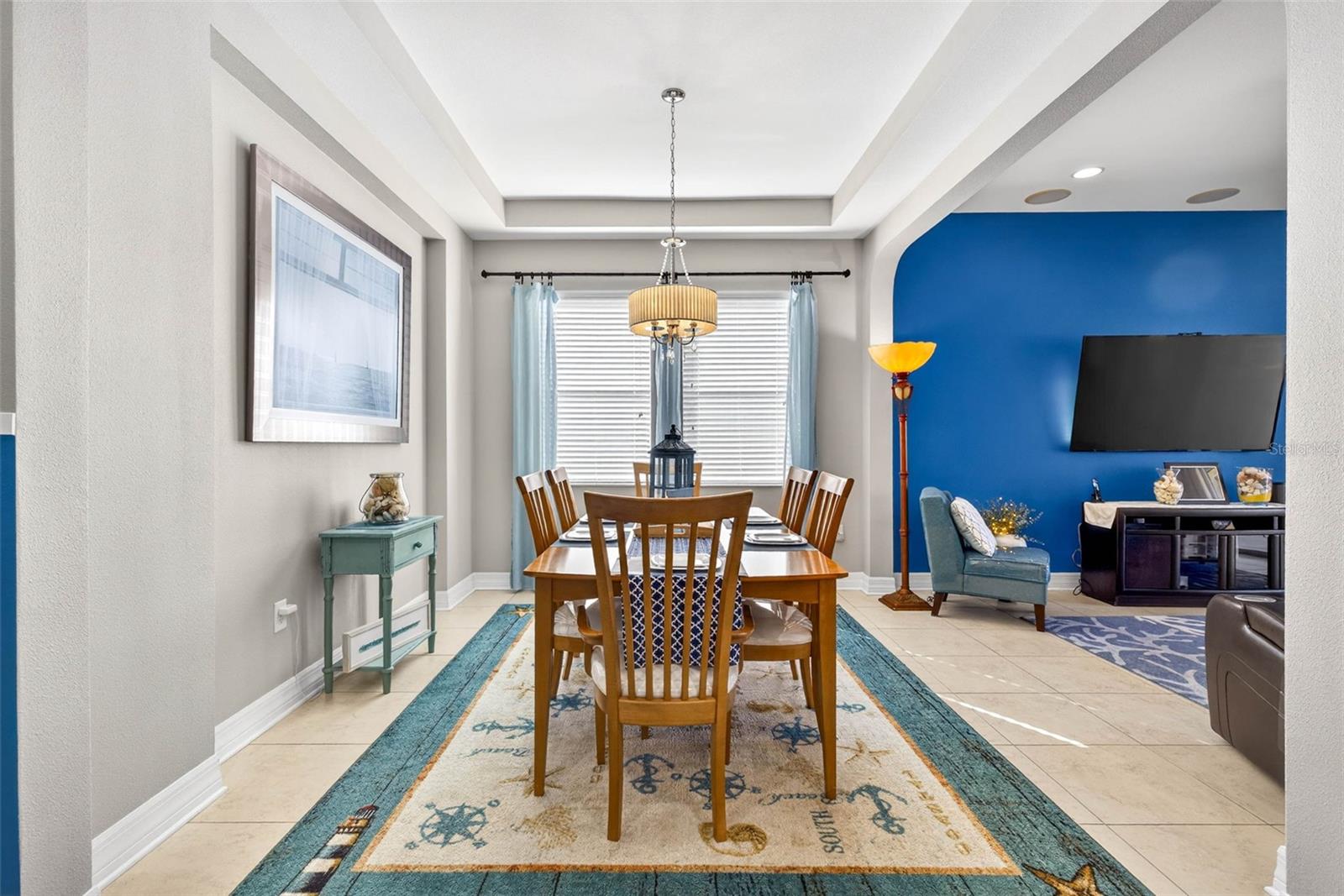 Tray ceiling accenting the dining room.