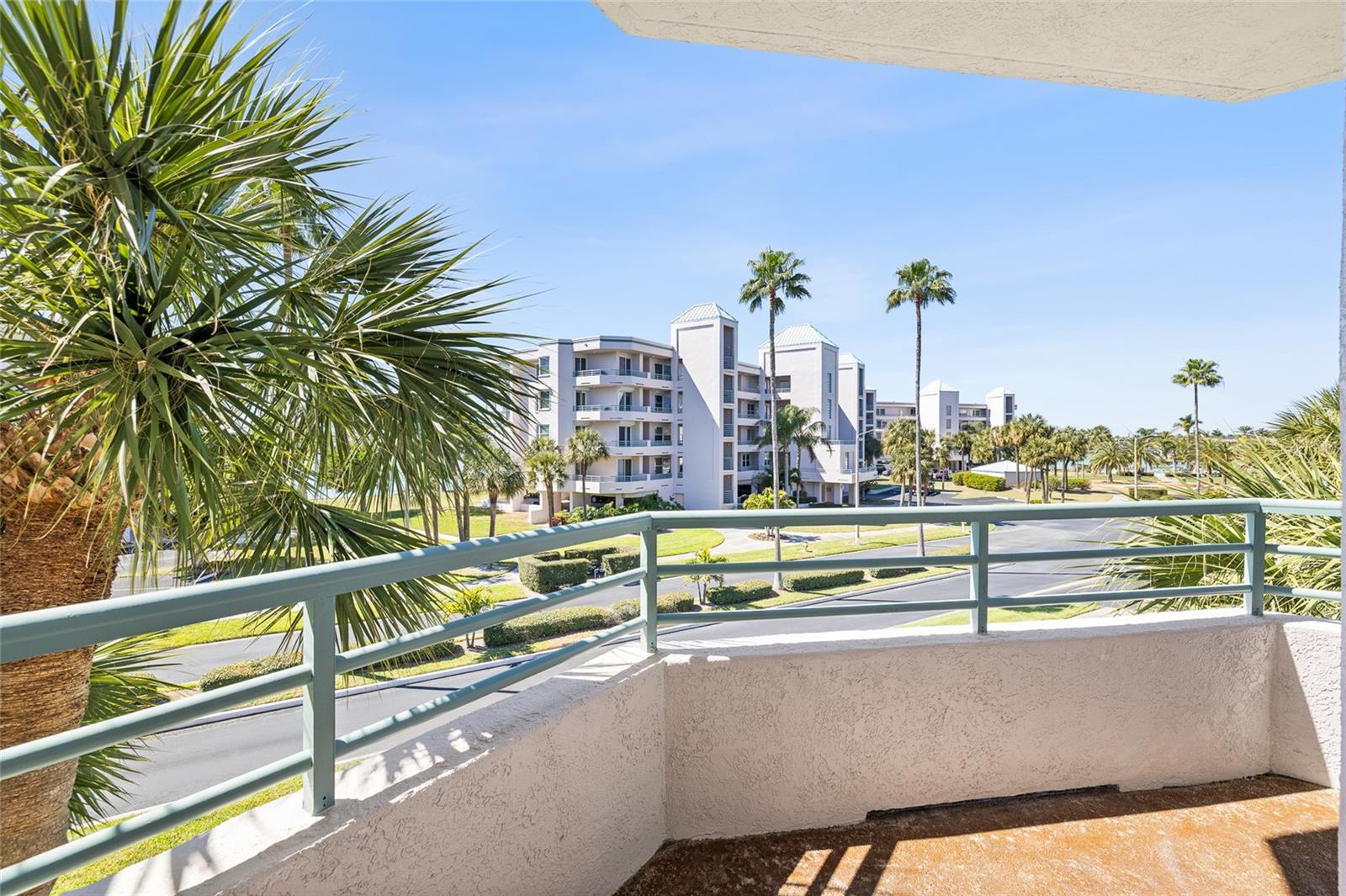 west facing balcony off den