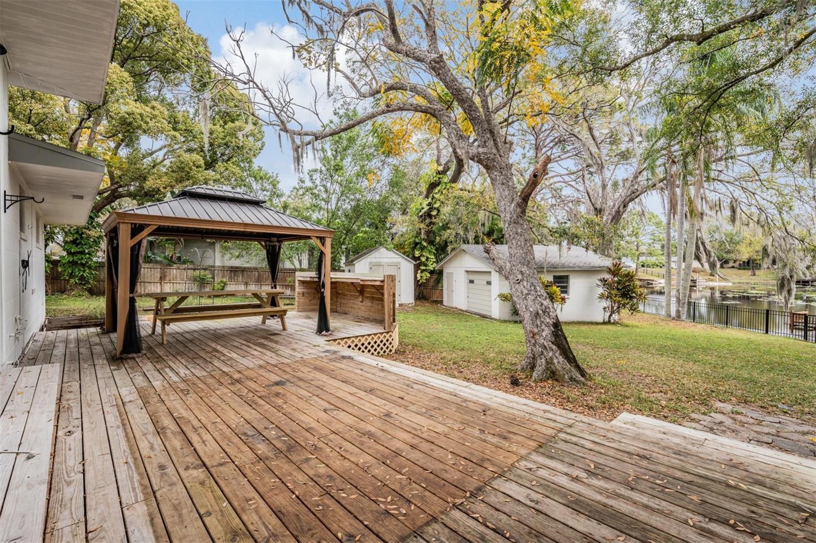 wood deck and gazebo