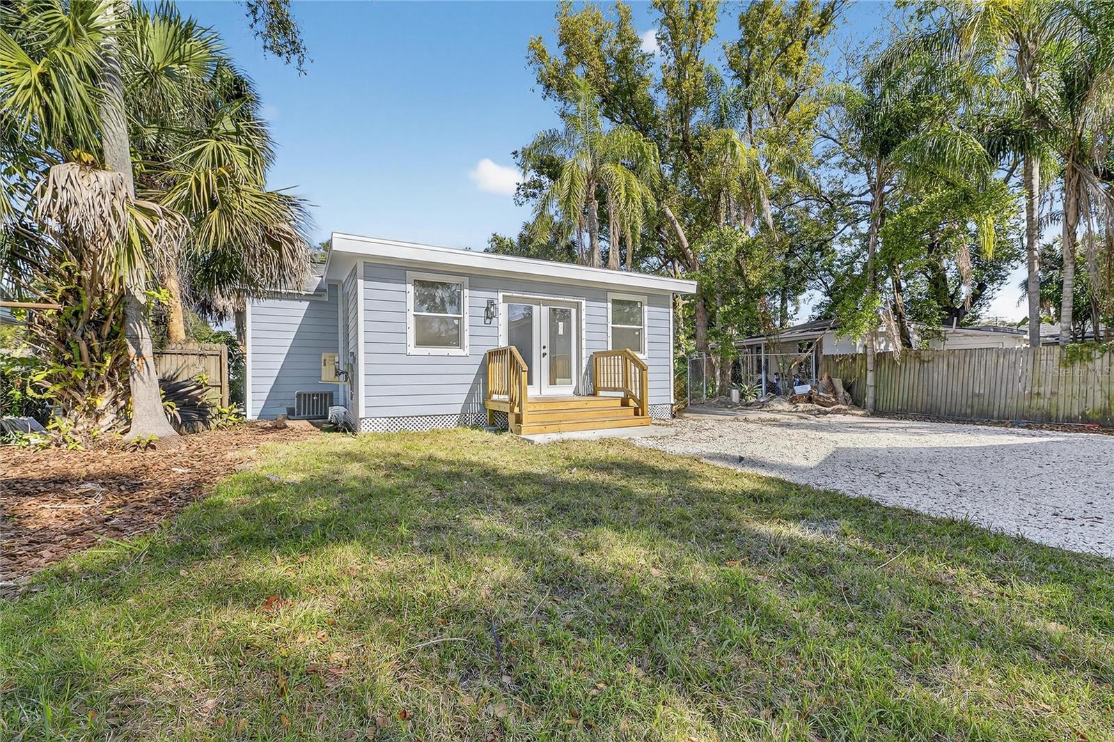 Rear exit of main house showing decking