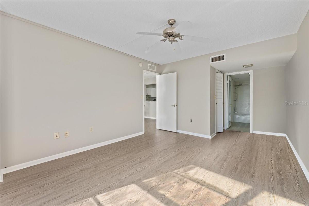 Primary features a large walk in closet