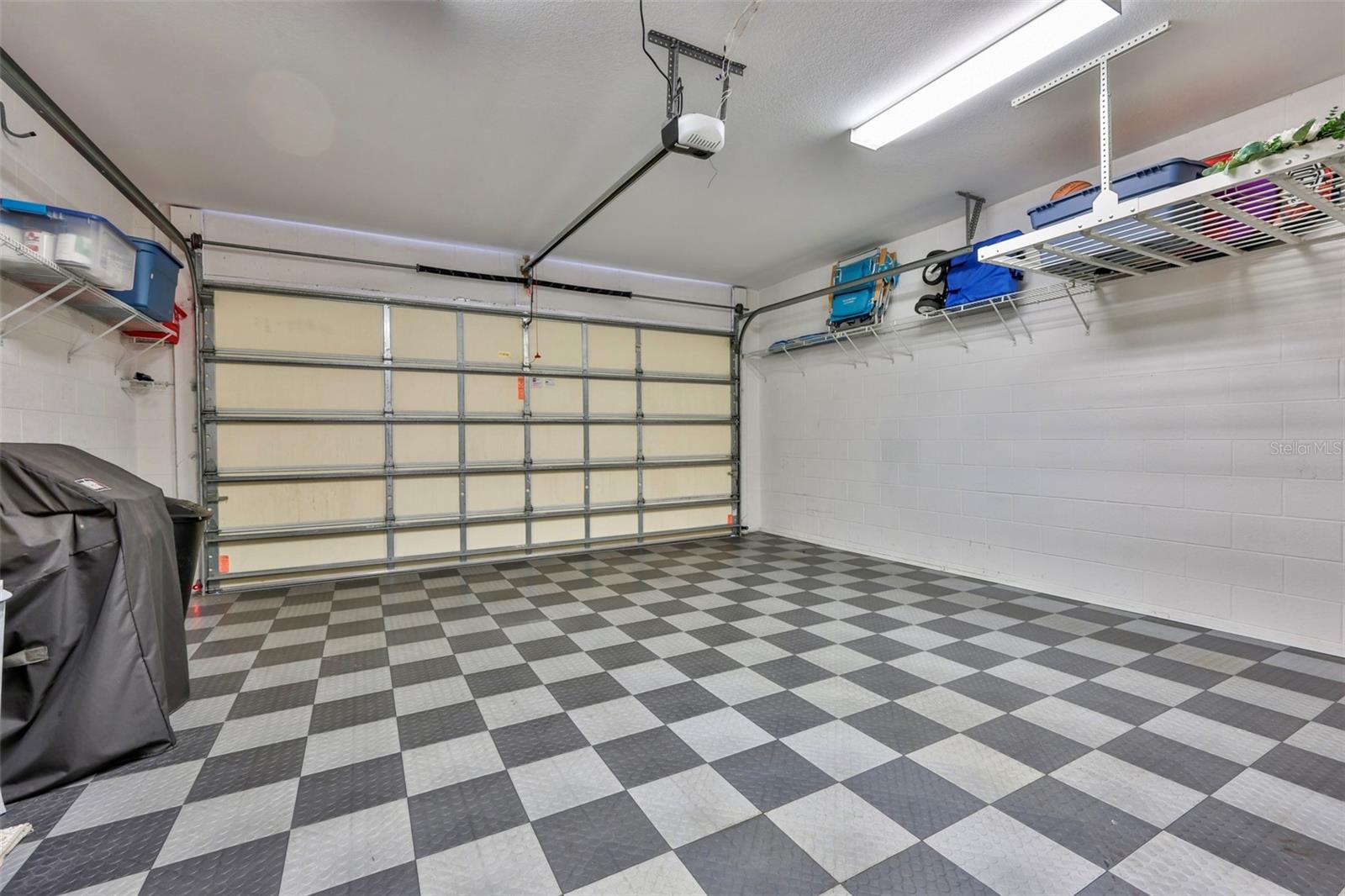 2 Car Garage with Interlocking tiles & Overhead Storage