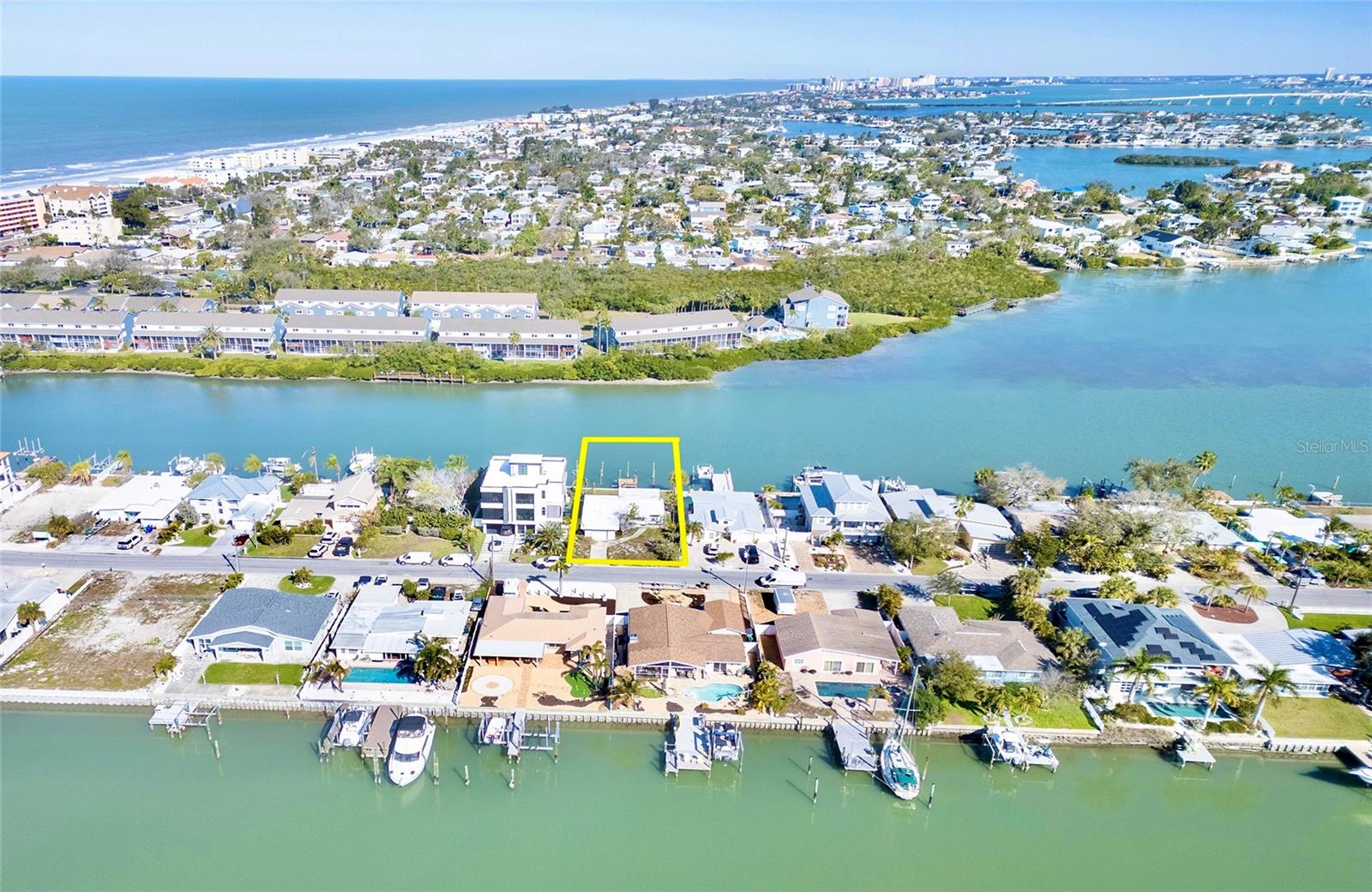 Views to the north with the Belleair Causeway Bridge (686) to the mainland in the upper Right corner.