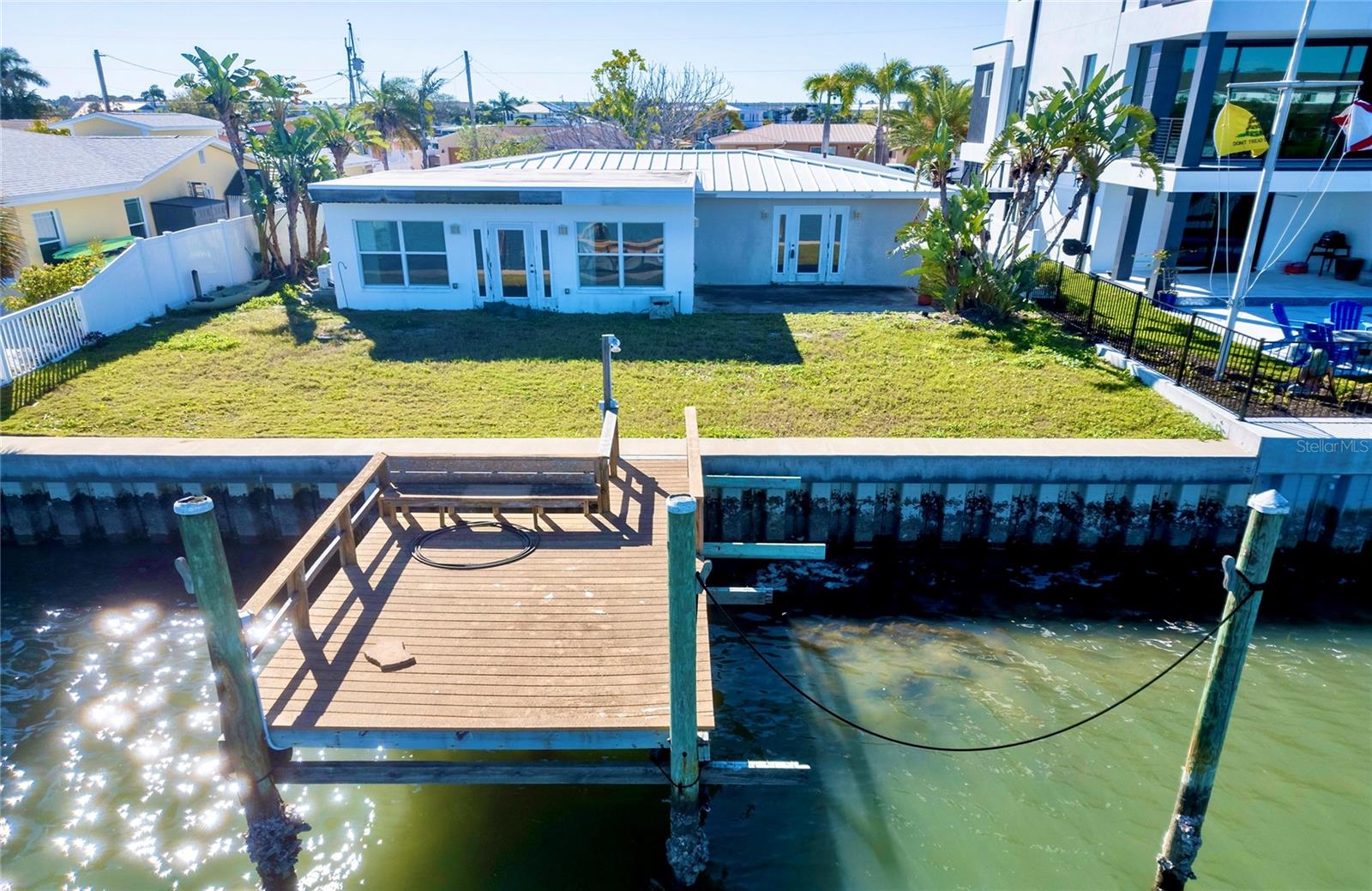 Backyard. Please do not walk on dock.