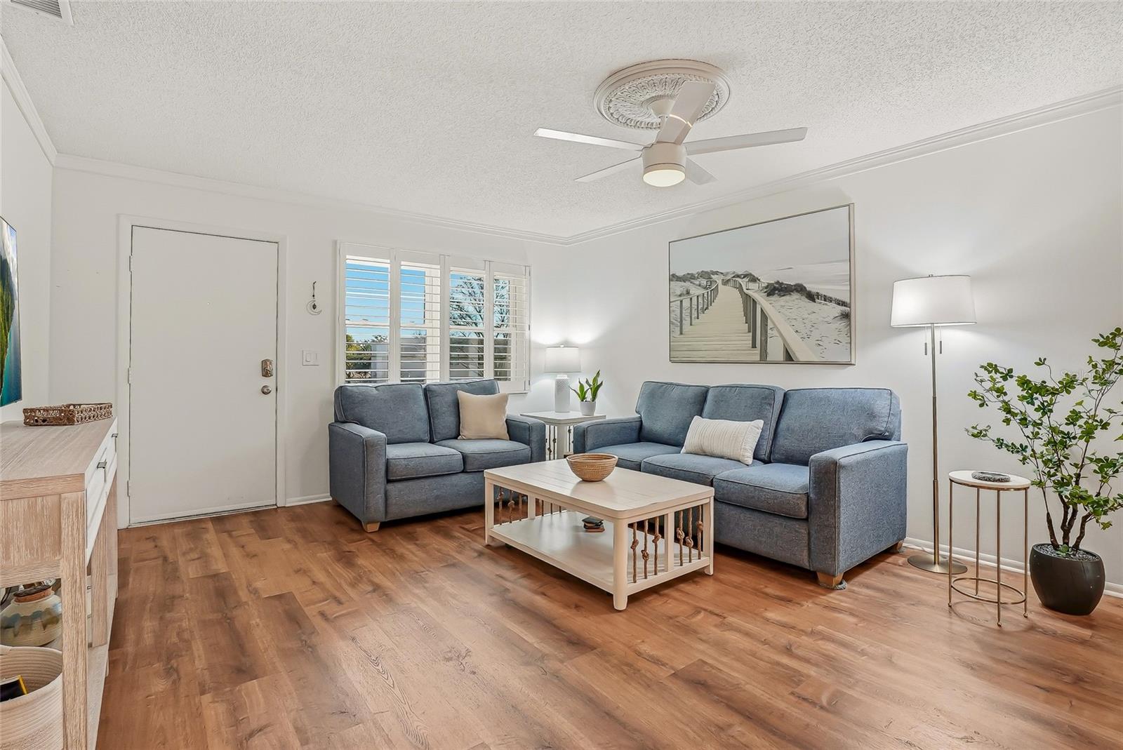 Living room upon entering the front door.