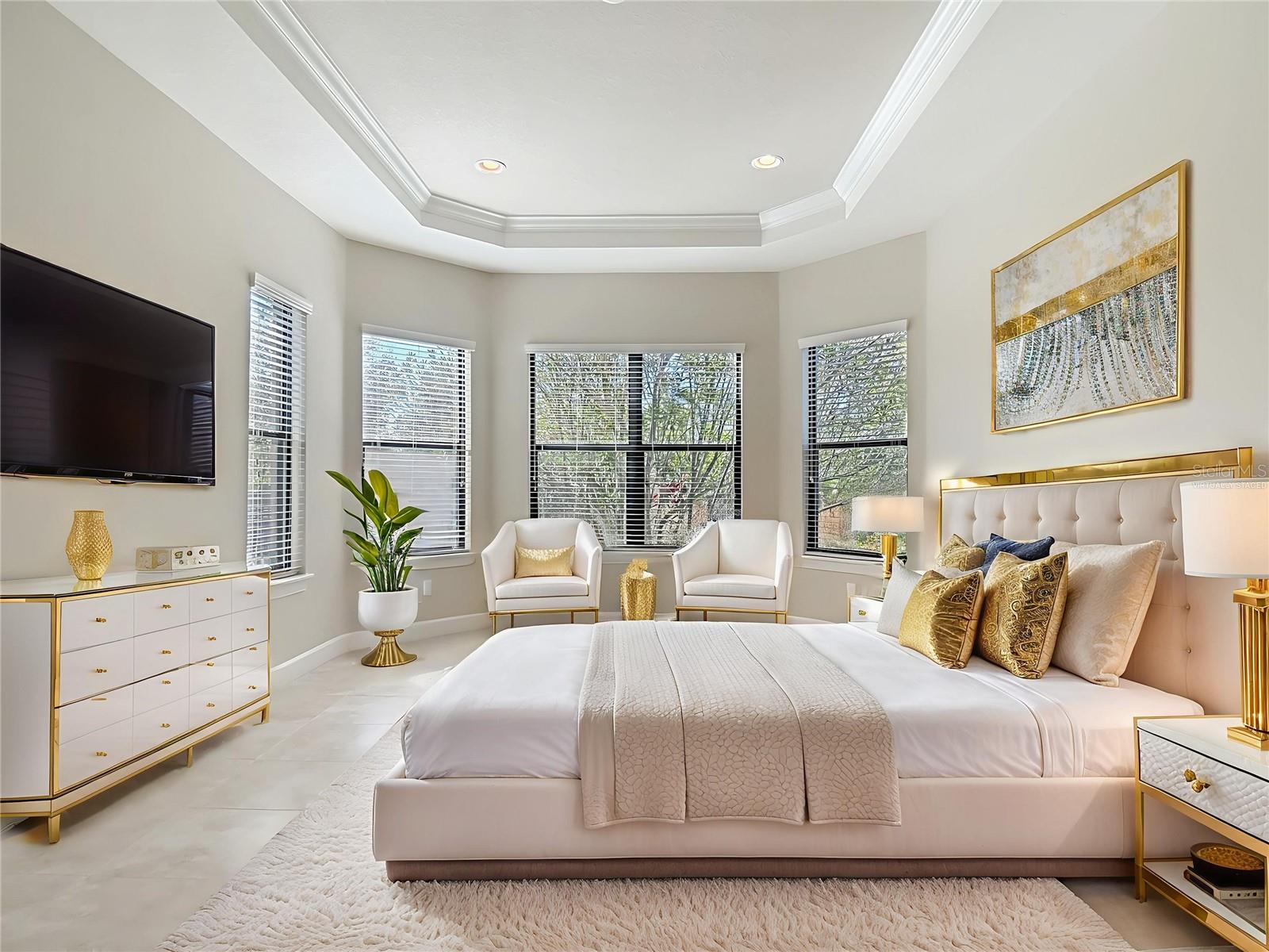 Virtually staged primary bedroom