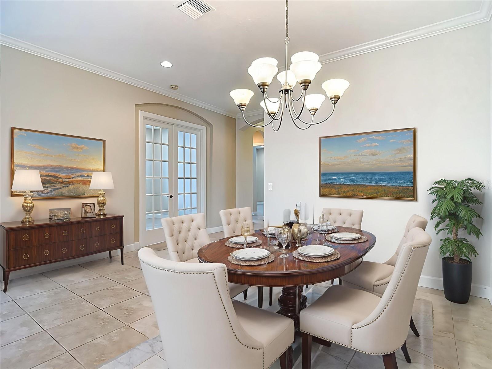 Virtually staged dining area