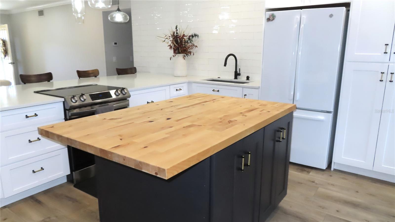 Butcher Block Counter Top on Island