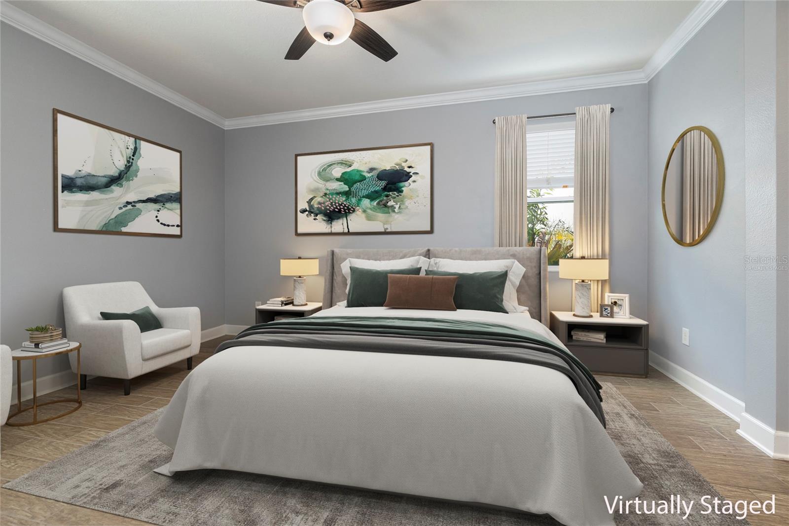 Primary bedroom virtually staged