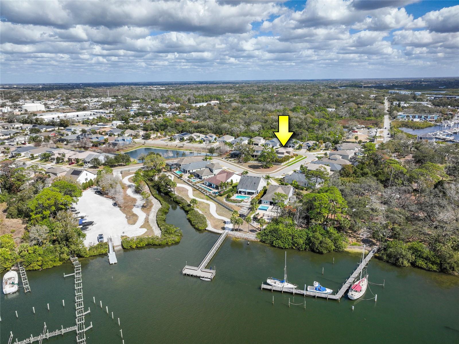 Home in relation to Community Dock and waterfront
