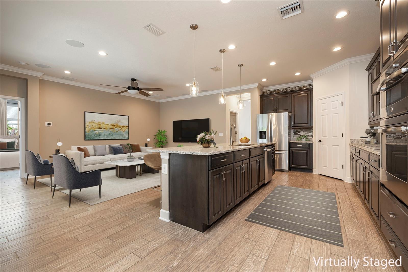 Kitchen looking to Family room