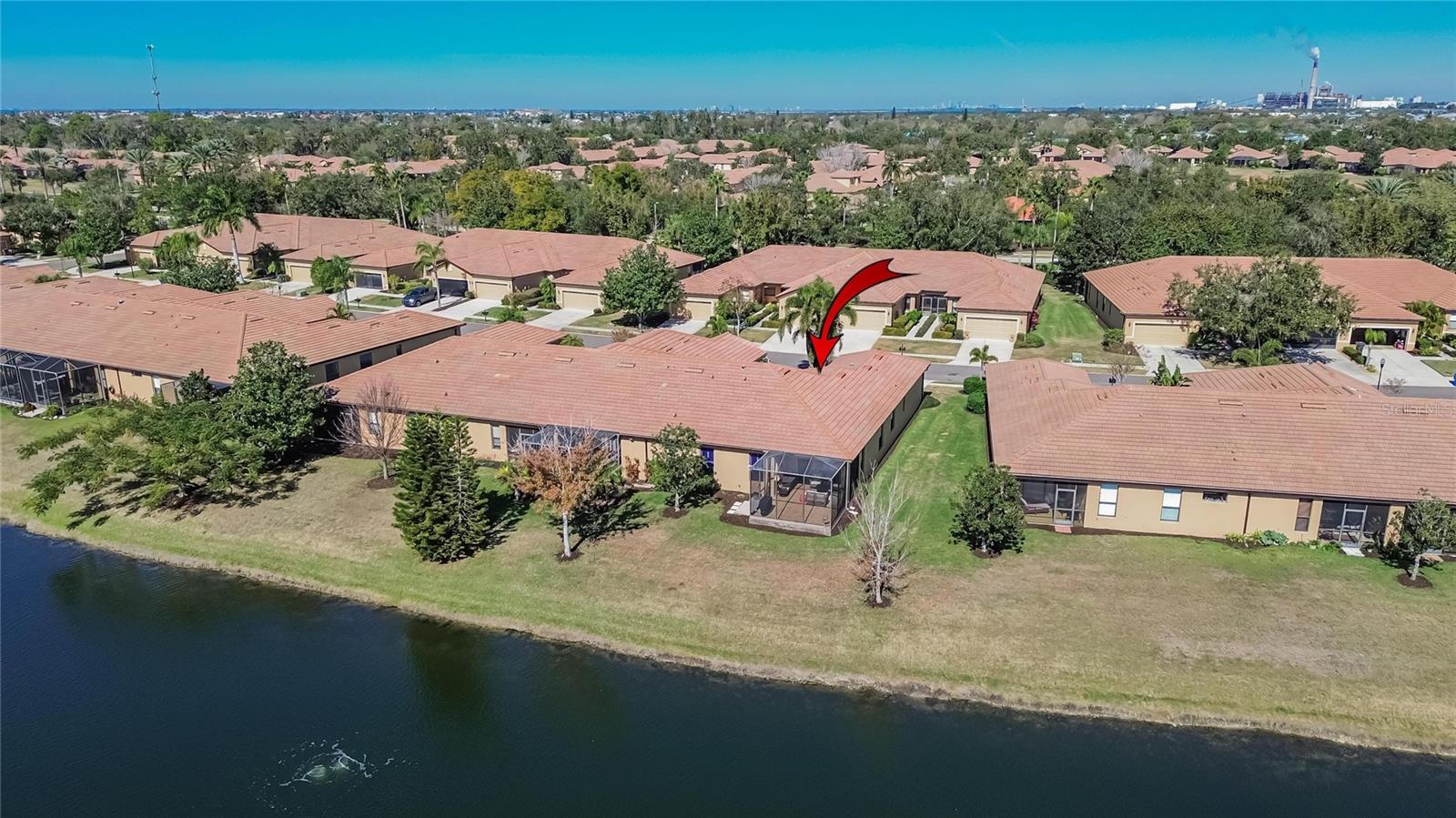 Aerial view rear of villa