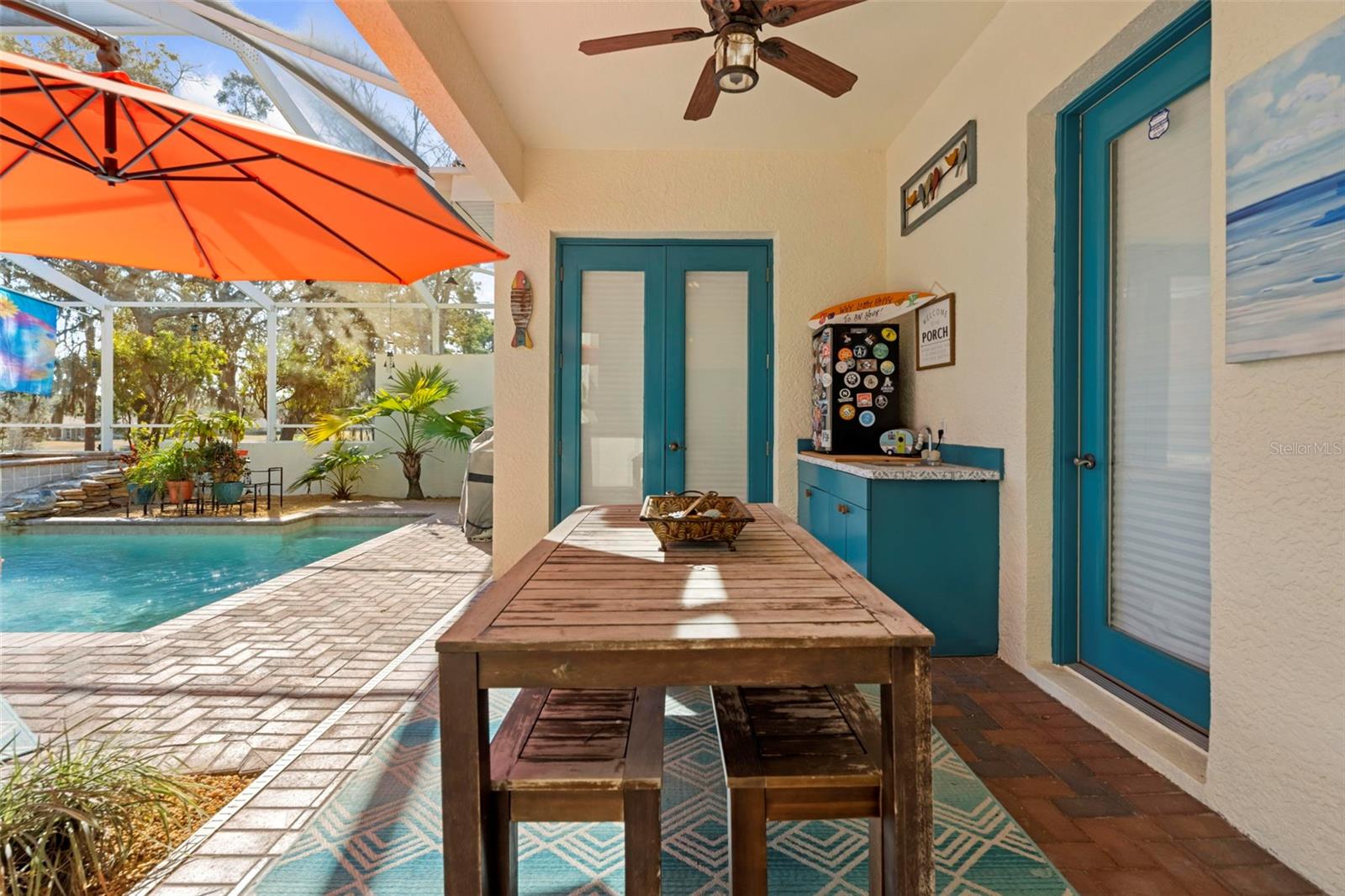 Casita entrance with separate bath entrance