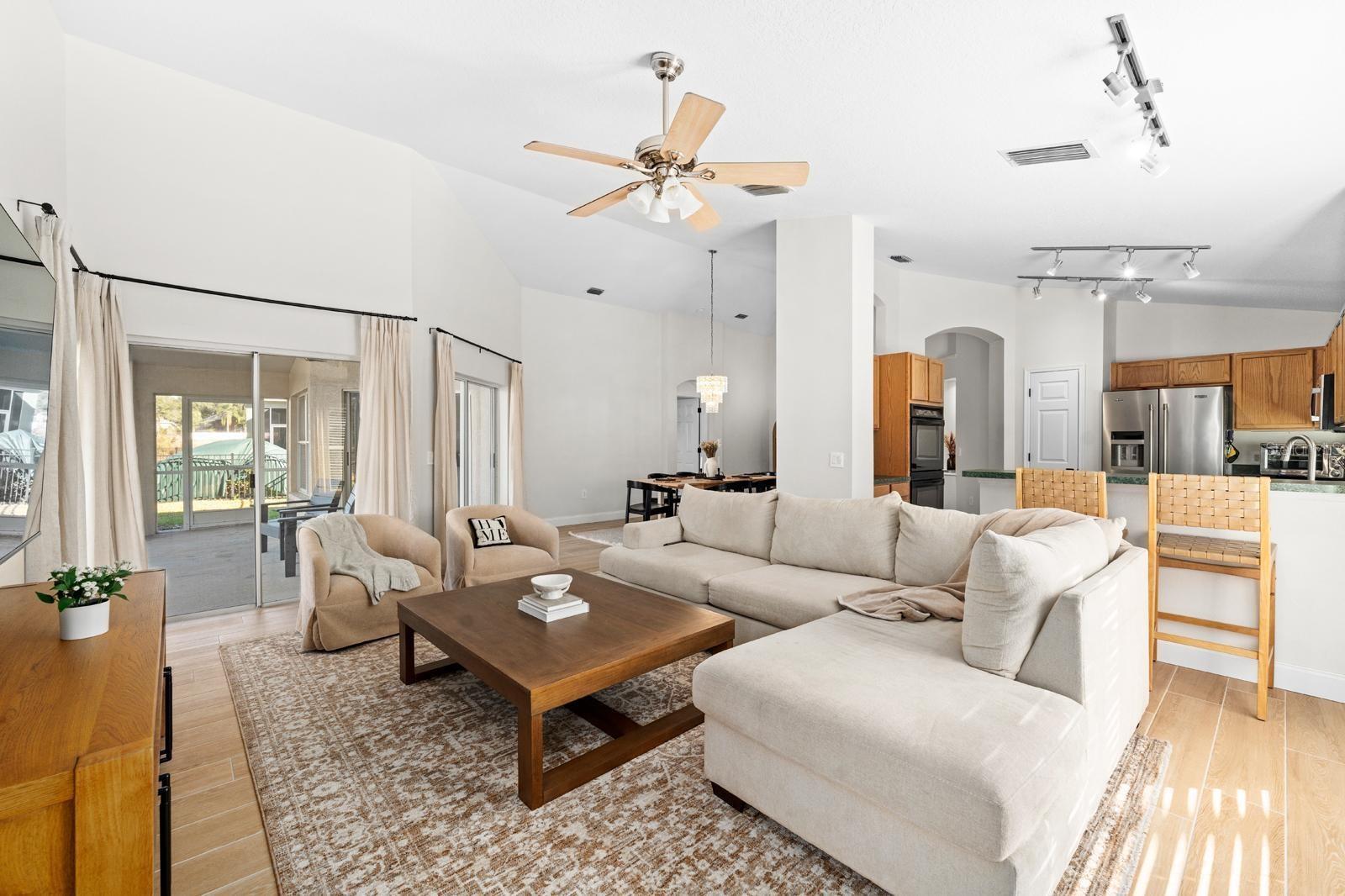 The home was renovated last year to create a more open feeling, and brand new plank-tile floors were installed.