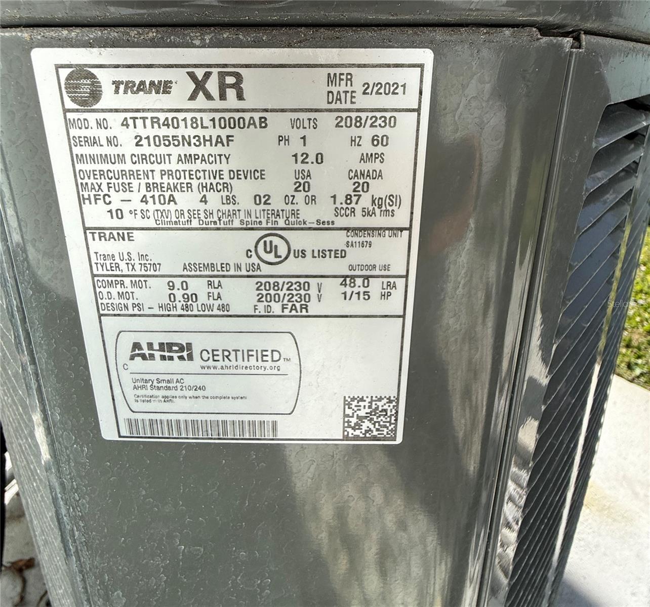 Newer premium HVAC system installed in 2022