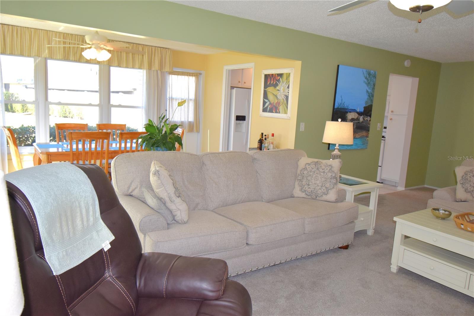 Living room and dining room