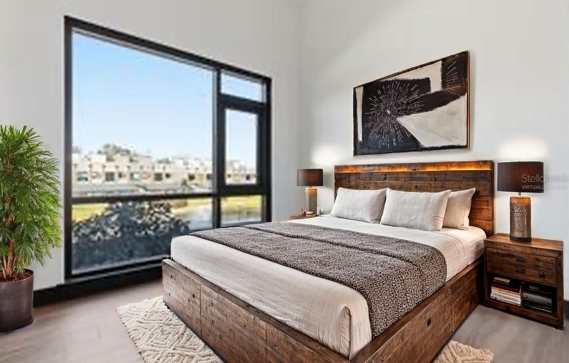 Virtually staged  bedroom