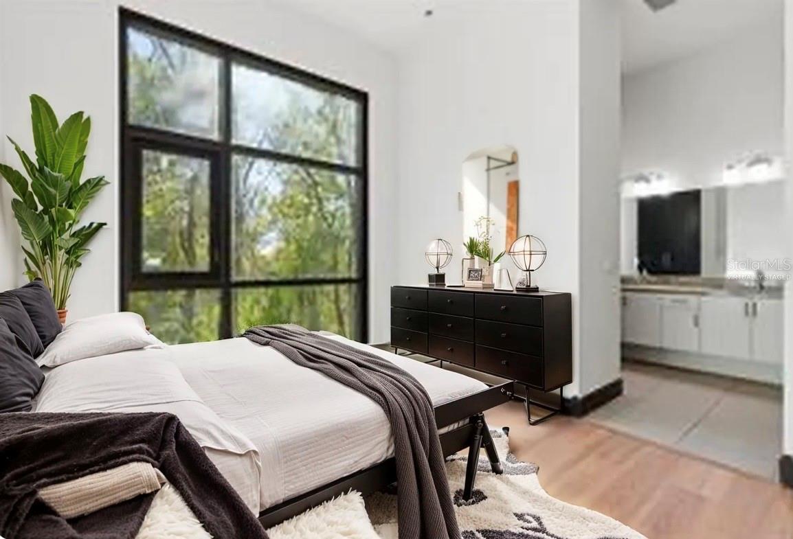 Virtually staged primary suite