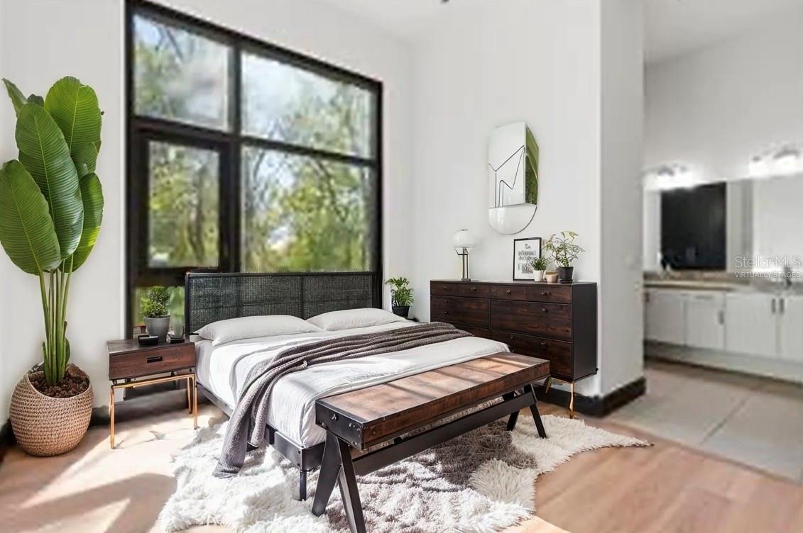 Virtually staged primary suite