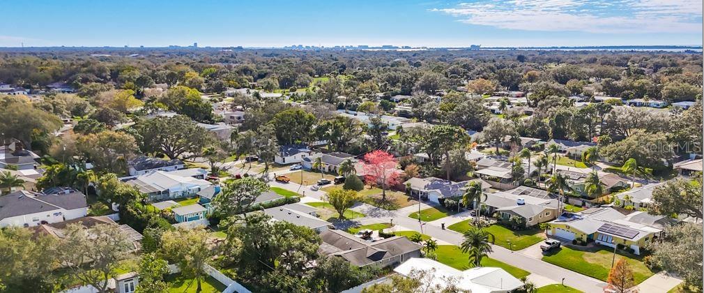Aerial view from above home looking toward Clearwater Beach.