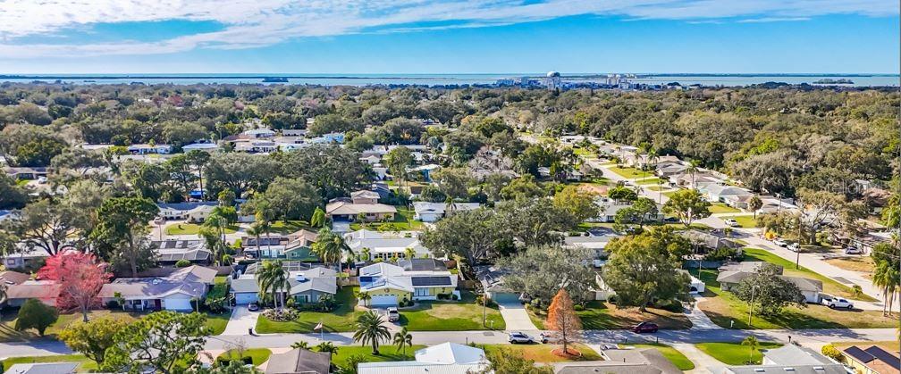 Aerial view above home looking toward Honeymoon Island.