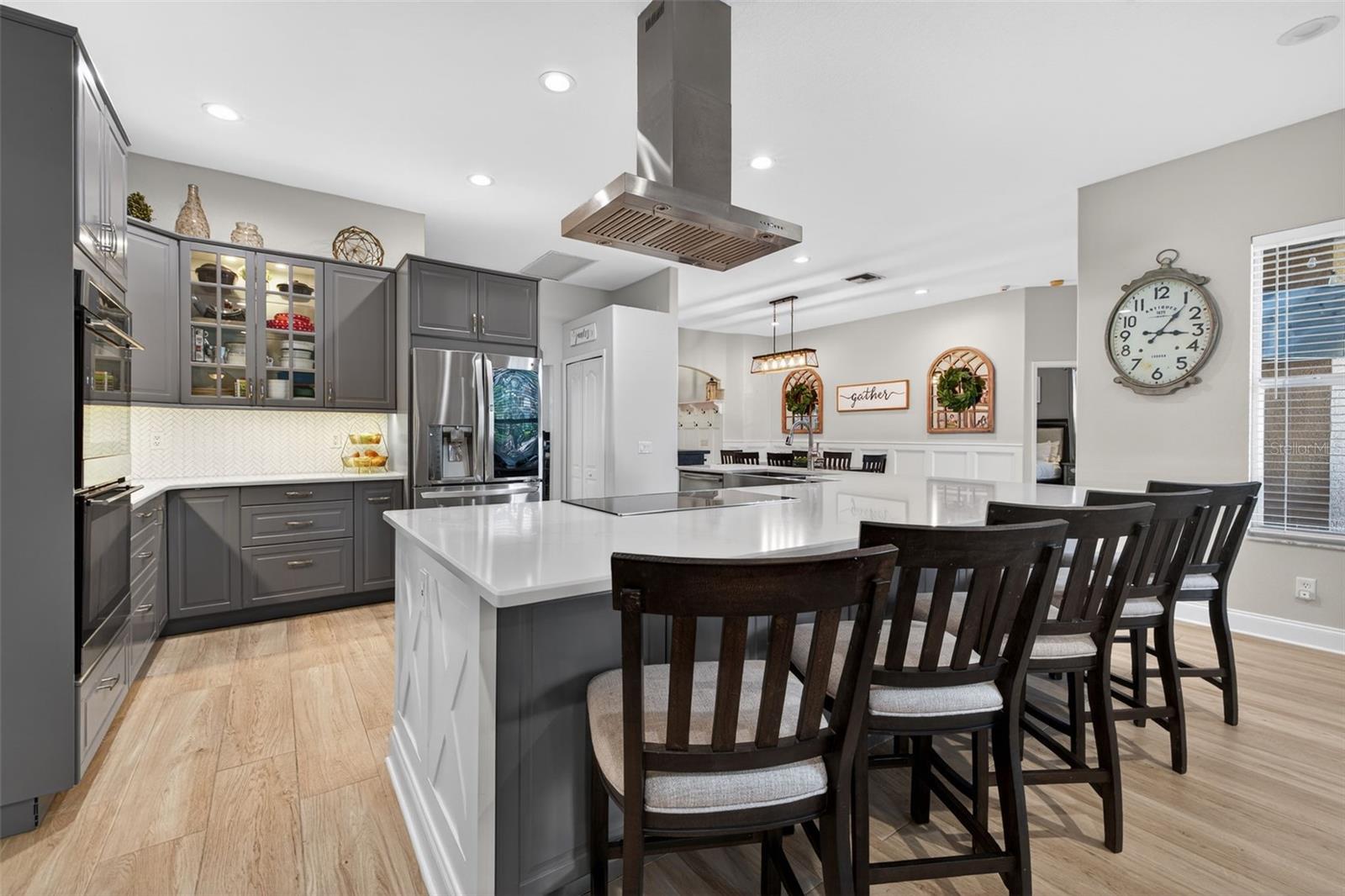 Double Sided lower cabinetry for even more storage space