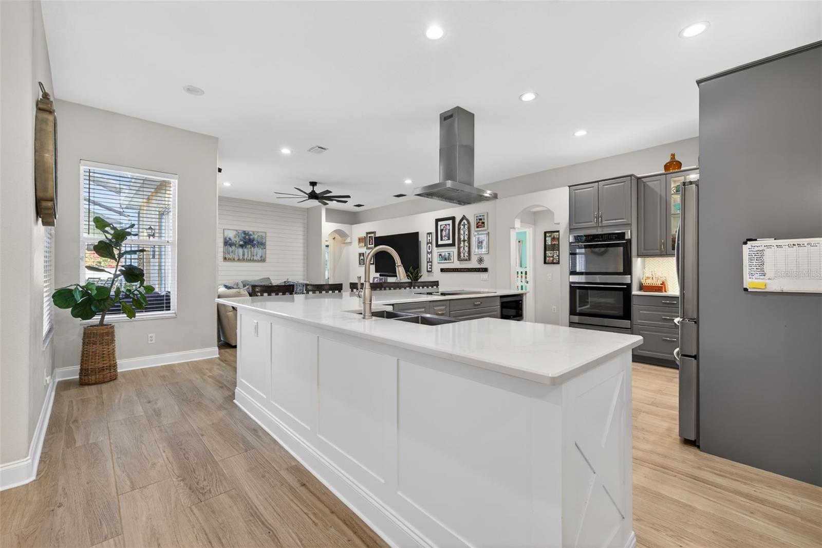 Large Kitchen Seamlessly flows to the living room and dining room