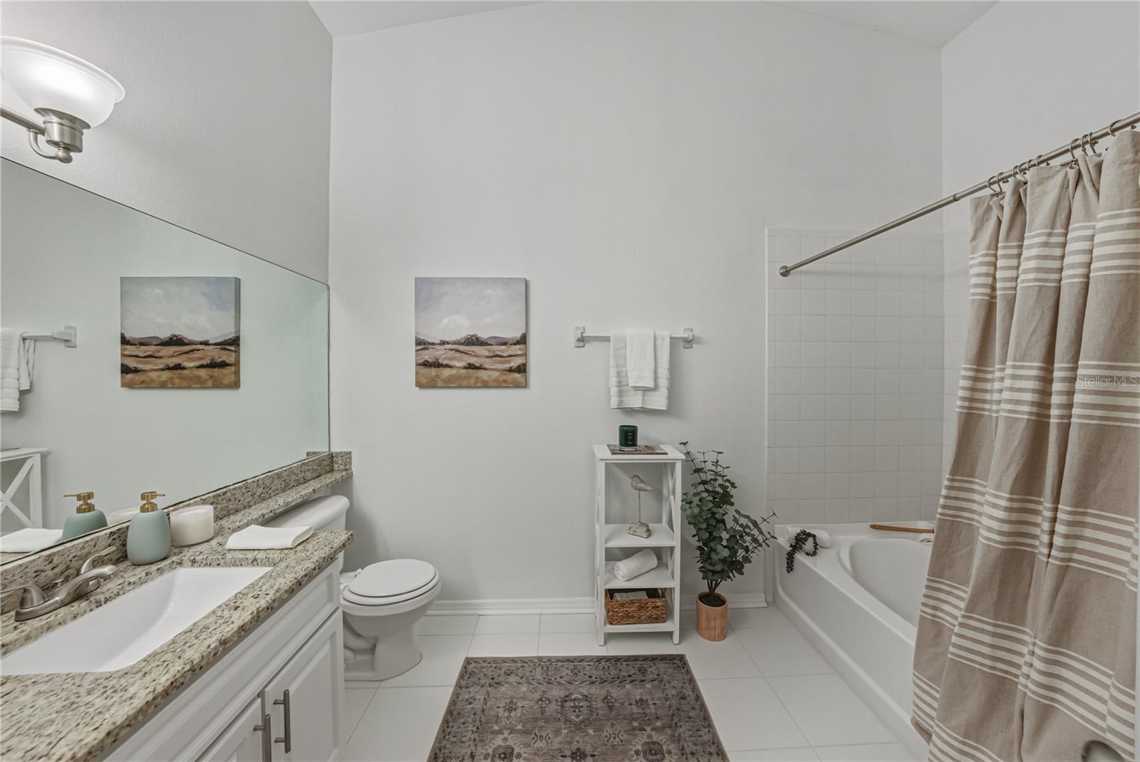 Primary Upstairs Bath with Dual Sinks and Granite Countertops