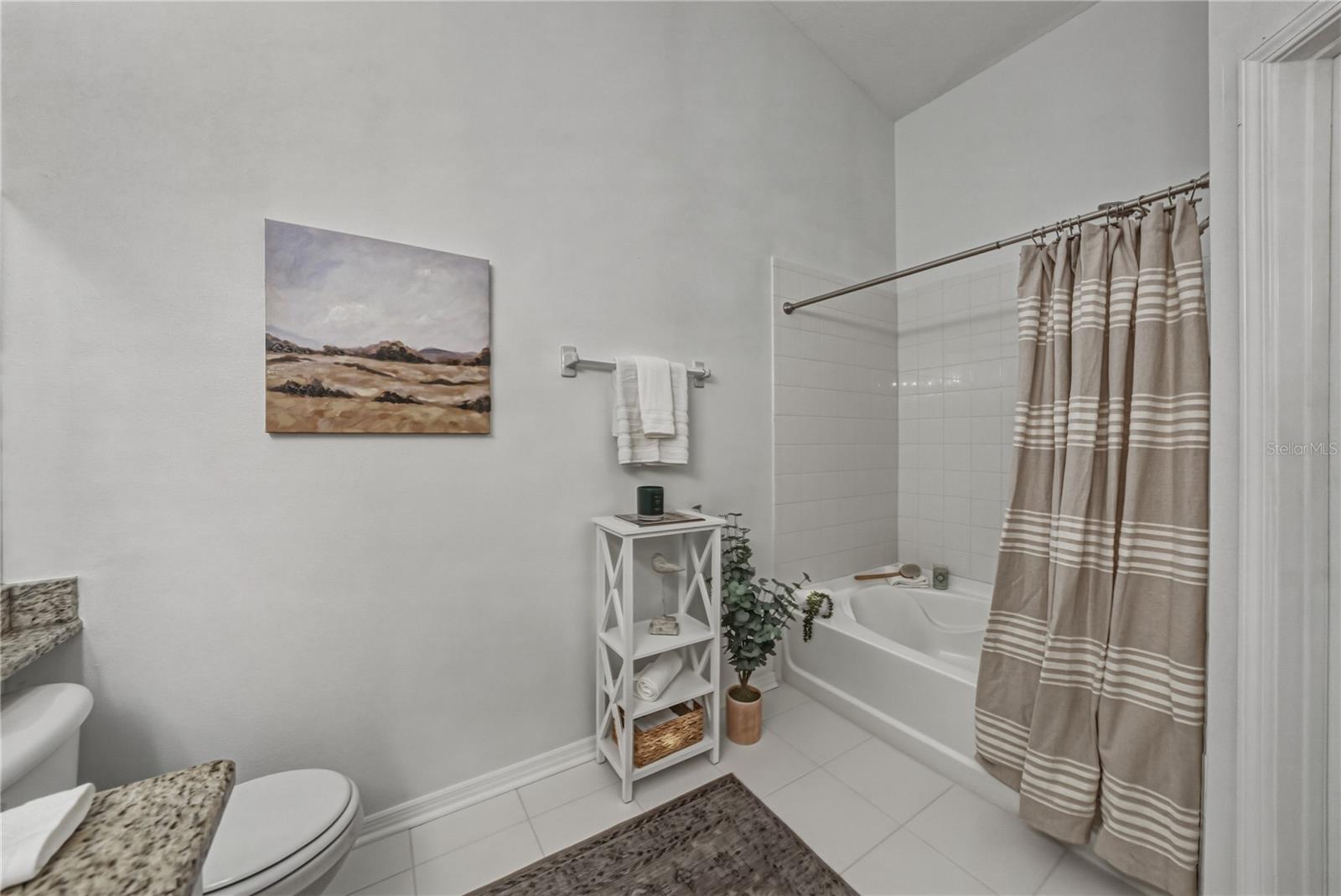 Primary Upstairs Bath with Dual Sinks and Granite Countertops
