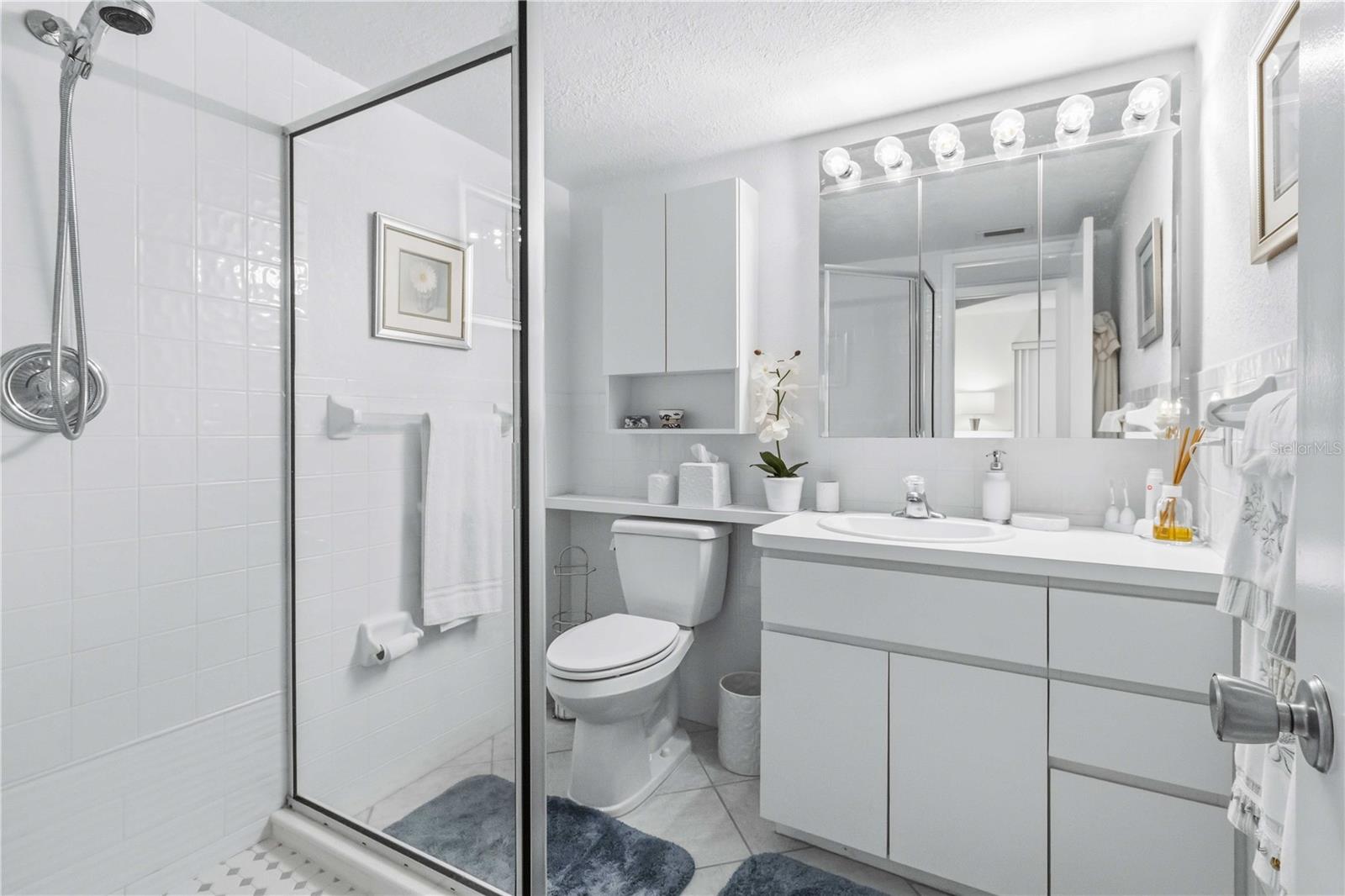 Updated hall bathroom with a walk in shower.